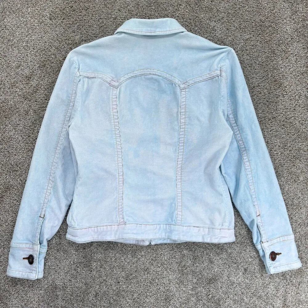 Vintage Z. Cavaricci Corduroy Trucker Jacket Women's S Blue Pink Barbie Boho Y2K